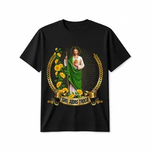 Casual T-shirt San Judas de Tadeo: Mexico's Defender of Lost Causes T-Shirt100% Cotton Comfy Menswear Graphic Tshirt