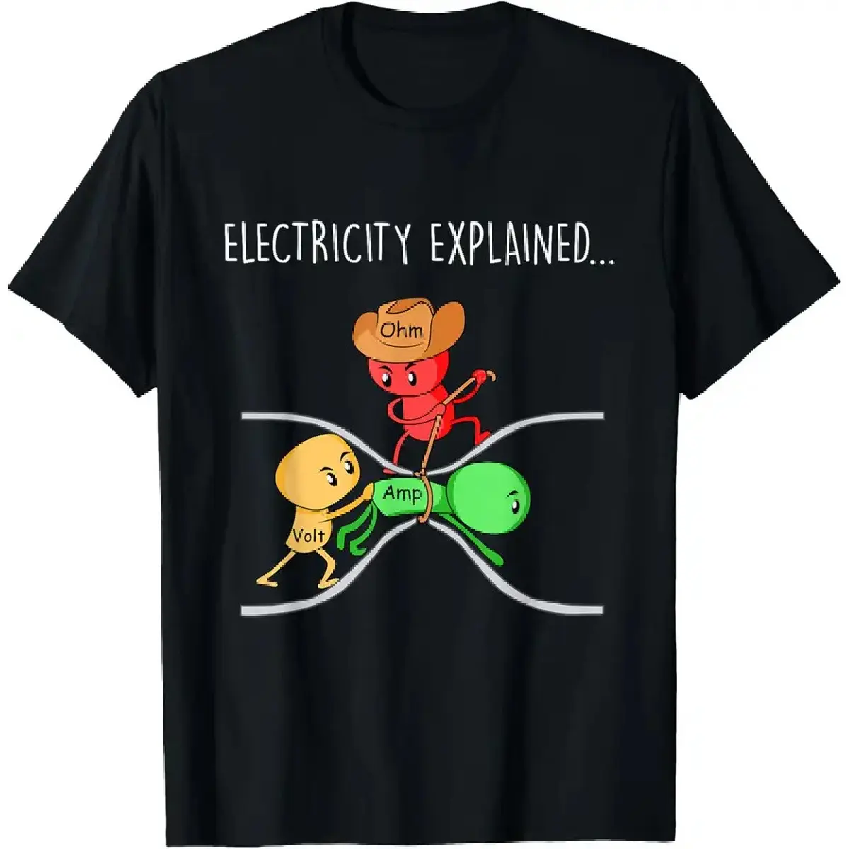 Funny Physics Teacher Electricity Explained Science Joke T-Shirt Kawayi Print Original Design Gifts T Shirts Camiseta Hombre