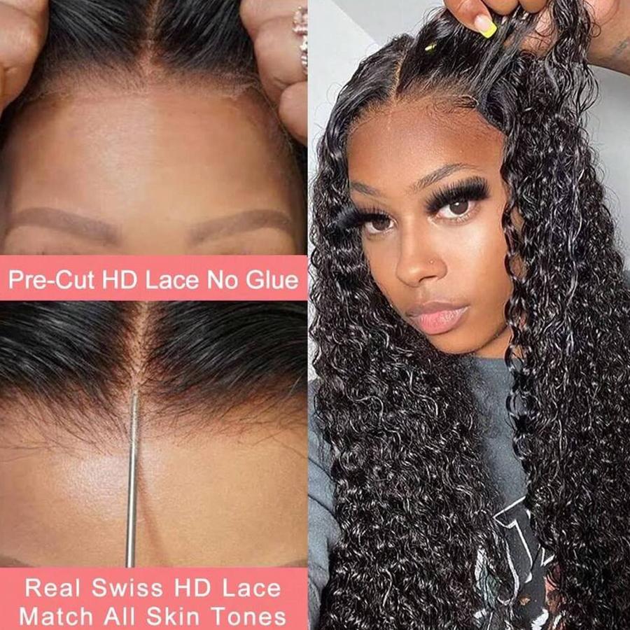 BLING HAIR 30 36 Inch Deep Wave Curly 7x5 13x4 Glueless Wig Human Hair 13x6 HD Lace Frontal Wig Pre Cut Wear Go Deep Wave Front Wig 180% Density