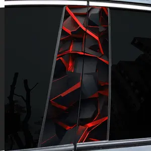 2-Piece Red Blade Black Rock Pioneer Industrial Wind Car Decal, High Gloss, Waterproof and Scratch Resistant, PVC, Sticker, Sticker For Cars, Self-Adhesive Suitable for Door Post etc., Ideal for Vehicles, Wall and Window Glass