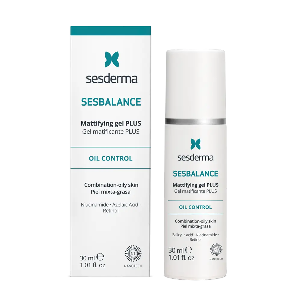 Sesderma SESBALANCE Mattifying Gel Plus Intensive Matte 30ml for Combination Oily Skin with Oil Control Niacinamide Azelaic Acid Retinol
