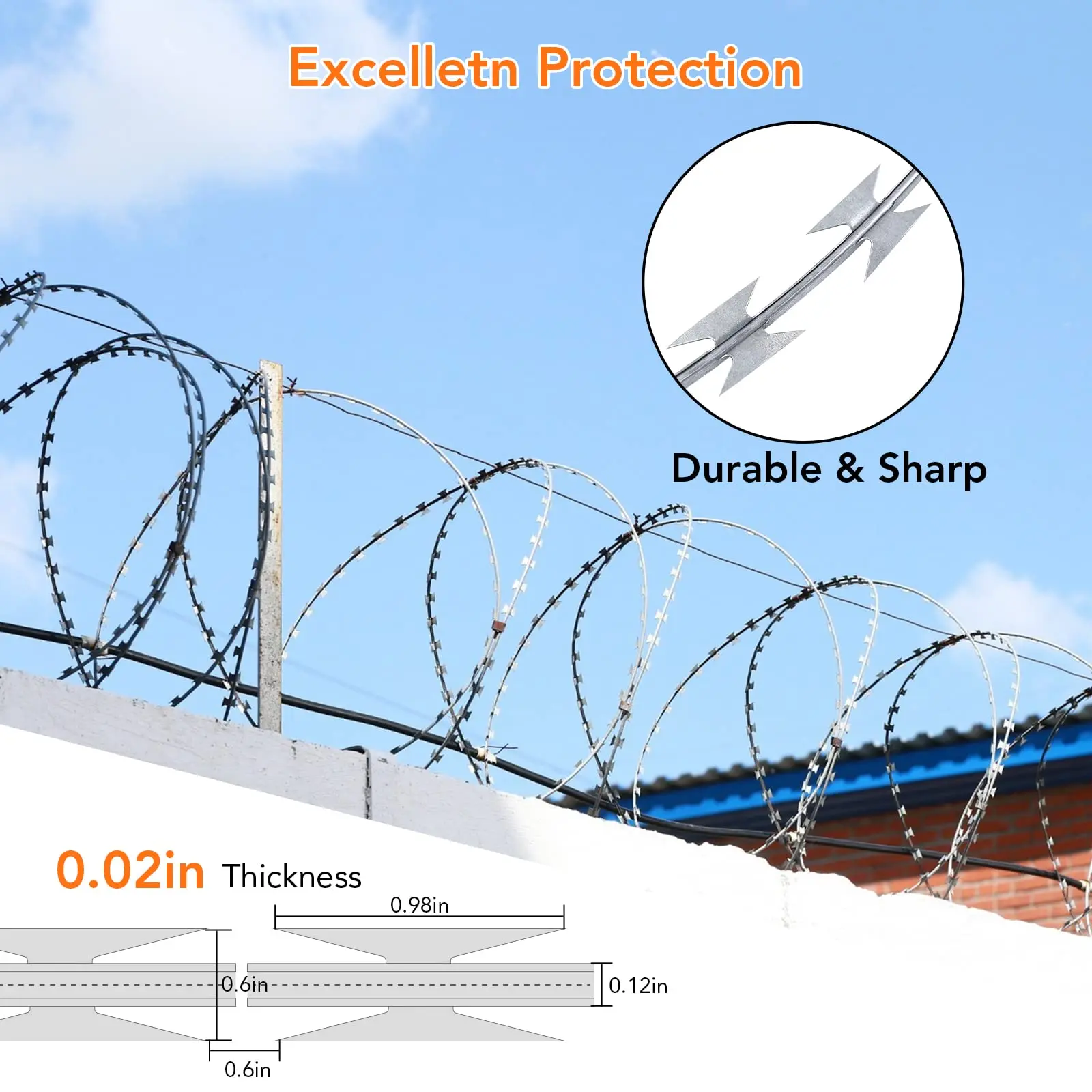 Electric Fence Razor 【GARVEE】Razors Wires, 500FT Razors Barbed Wire, Fencing Fence 10 Rolls ...