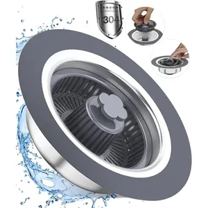 Upgraded 3 in 1 Kitchen Sink Drain Strainer & Stopper, Upgraded 304 Stainless Steel Pop-Up Kitchen Sink Stopper, Anti-Clogging Kitchen Sink Strainer Basket Filter for US Standard 3-1/2 Inch Drain