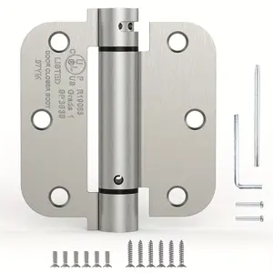 Treasem Self Closing Door Hinges, Spring Loaded Door Hinges, Adjustable Tension with 5/8'' Radius Corners, for Garage, Front, Back Doors, Left and Right Hand, UL Listed