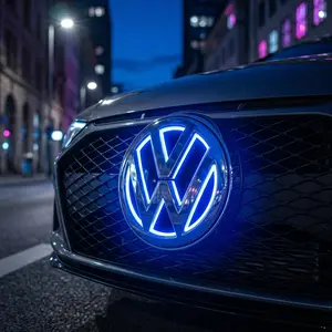 VW LED Logo Decoration Light | 4D/5D Glowing Grille Emblem for Volkswagen | 11cm Multi-Color Exterior Badge Lamp | Universal VW Interior & Exterior Modification Kit