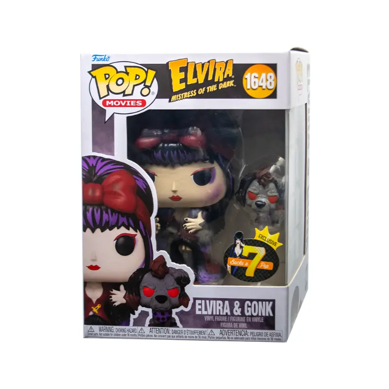 Funko Pop! Elvira & Gonk Moonlight, Mistress of the Dark 1648 - 7BAP Exclusive Authentic Collectible Figurine in New Protective PopShield Protector