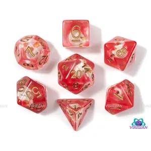 Bloodied | Skull Inside with Red Ink Resin Dice Set (7) | Dungeons and Dragons (DnD)