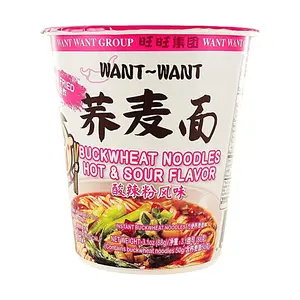 WANT WANT Taiwan Soba Noodles - Spicy & Sour Flavor (88g) - Authentic Asian Snack, High Soba Content