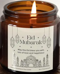 Eid Mubarak Scented Candle Gift, Blessings of Love & Happiness Eid Candle, Eid gift for her, Celebration Eid Gift, Happy Eid present/