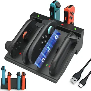ELECOMO Switch Controller Charger for Nintendo Switch 2 & 1 & OLED 8 in 1 Fast Charging Dock with Ultra Strong Magnetism LED Indicators & Overcharge Protection