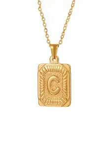 Rectangular Initial Pendant Necklace, Letter A-Z, Unisex Personalized Name Chain, Stylish Jewelry for Men & Women, Exquisite Jewelry Gift