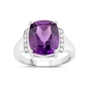 Natural Amethyst and Lab Diamond Cocktail Ring