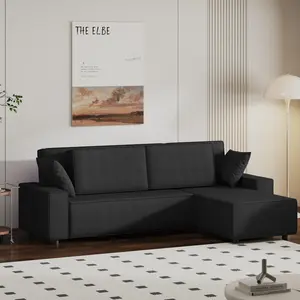 L Shaped Modular Sectional Sofa with Ottoman Fuzzy Sponge Cloud Couch in a Box 1200 LBS Capacity No Assembly Required Modern Upholstered for Living Room, 1200Lbs Load