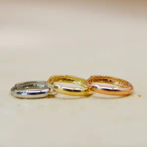 14K Gold Plain Hoop Earring,  Hand Polished Simple Style Everyday Hoop Earrings, Small Hoop Earrings, Yellow Gold Rose Gold White Gold Hoop Earrings