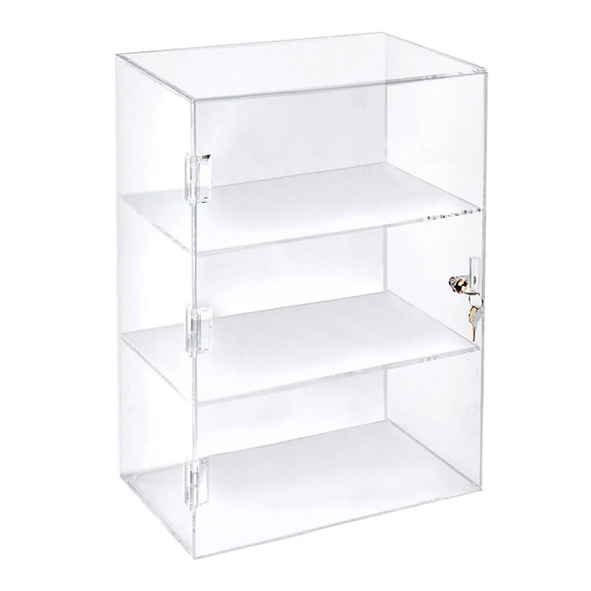 Acrylic Locking Vertical Cabinet with Keys 12" x 7" x 19" Clear Countertop Hinged Swing Door Locker for Merchandise and Products in Gift Shops Retail and Convenience Stores by 321 Plastics