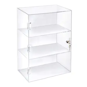 Acrylic Locking Vertical Cabinet with Keys 12" x 7" x 19" Clear Countertop Hinged Swing Door Locker for Merchandise and Products in Gift Shops Retail and Convenience Stores by 321 Plastics