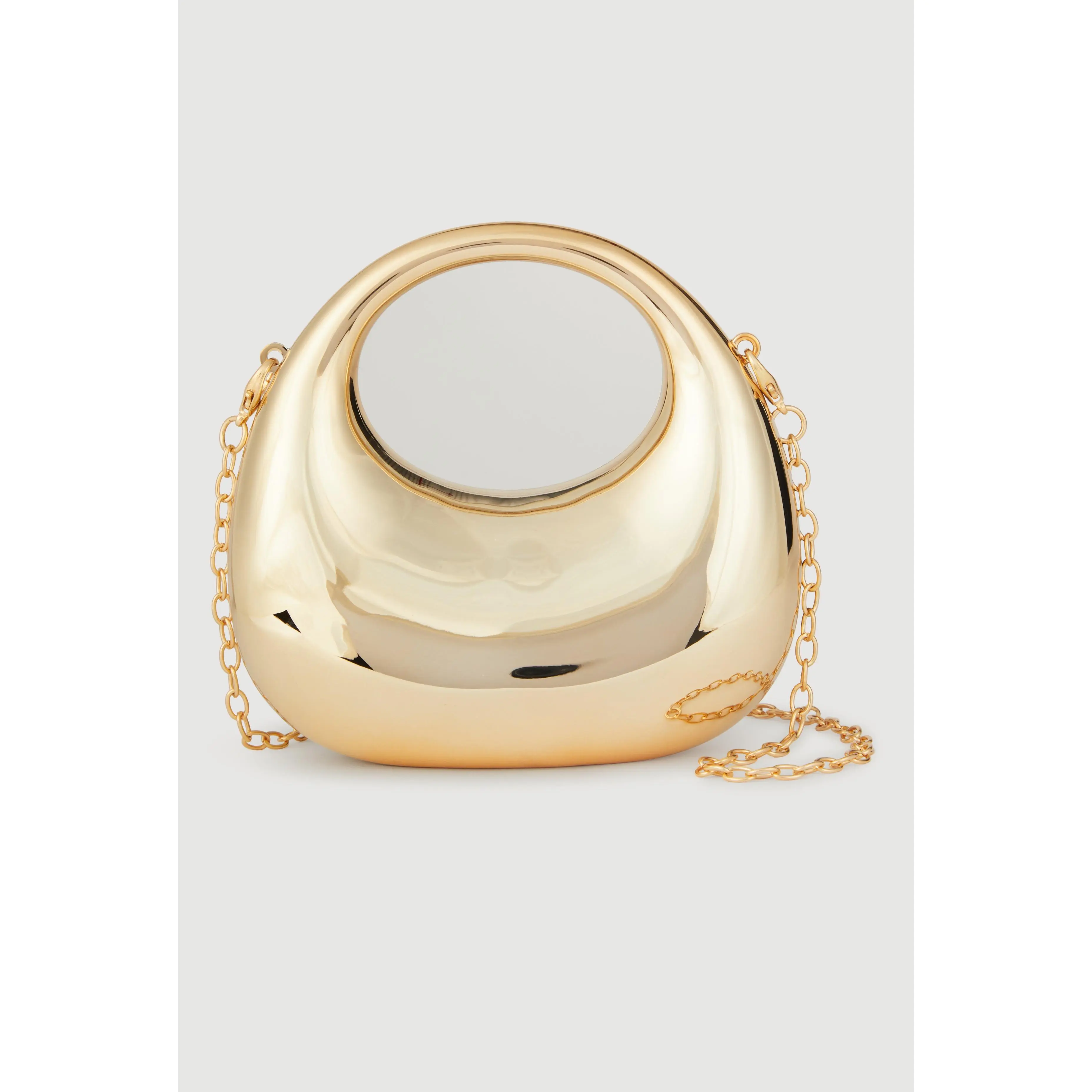 Metallic Sculptural Top Handle Mini Clutch Bag