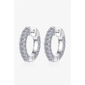 925 Sterling Silver Moissanite Huggie Earrings