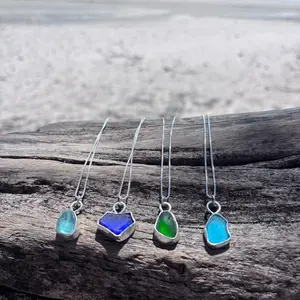 Mendocino Sea Glass Necklace – Sterling Silver Pendant (Choose #1–#4)
