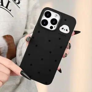 Liquid Large Hole Panda Head Dot Pattern Shockproof Phone Case for iPhone 15 15 Plus 15 Pro 15 Pro Max 11-16 Promax Gift