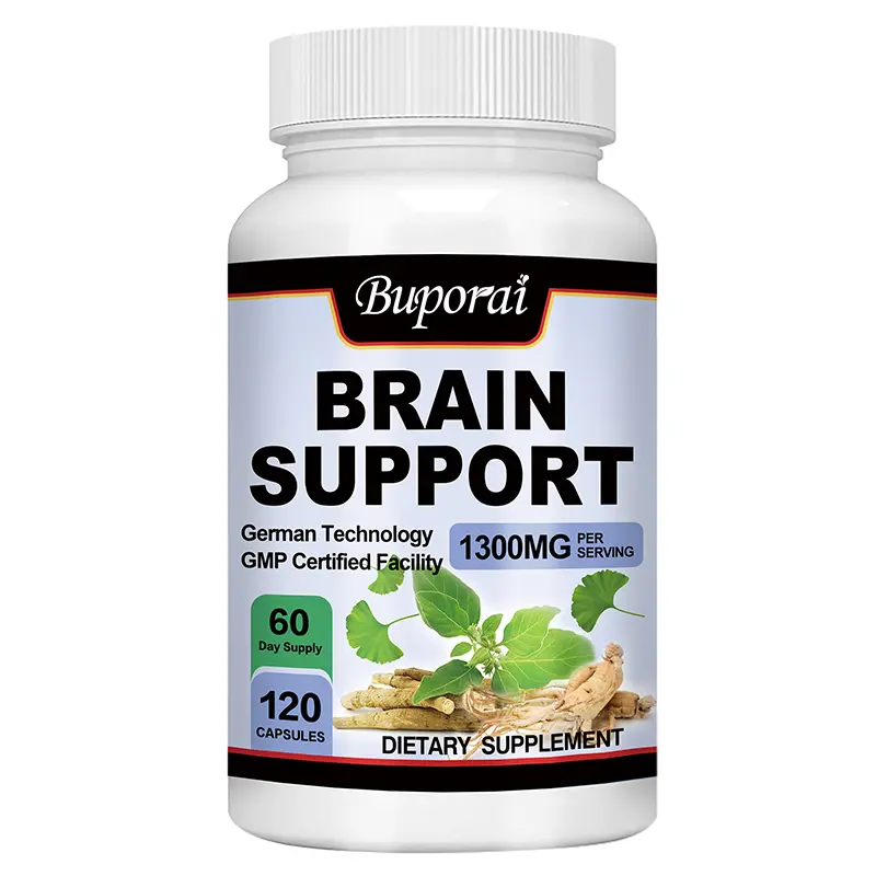 Buporai Brain Health Capsules are composed of a variety of natural ingredients, including Ashwagandha, ginseng, purslane, and ginkgo, which help maintain healthy cognitive function. Available in 60-capsule and 120-capsule packs.