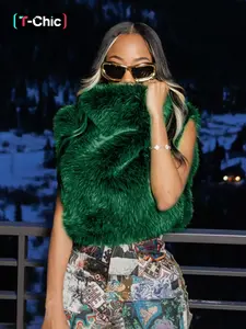Women's Fashion Basic Fitted Sleeveless Faux Fur Vest Garment for Autumn Winter, Solid Color Tops for Ladies, Casual Everyday Wear, Womenswear, Piece