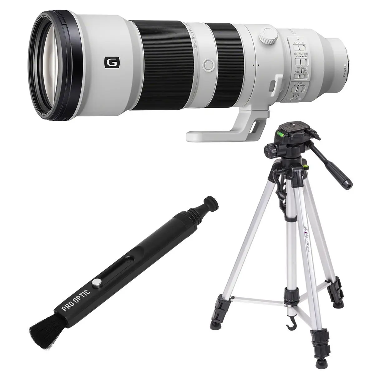 Sony FE 400-800mm f/6.3-8 G OSS Lens, Bundle with Takama 3-Section Tripod, Lens Cleaner