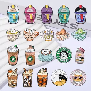 2026 Spring New Arrival Brooch, Cartoon Cup & Bubble Tea Series Badge Pin, Fashionable and Cute Accessory, Delicate Brooch, Suitable for Backpacks and Clothing Decoration, Elegant Gift, Perfect for Giving