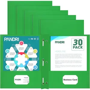 Two Pocket Folders, 30 Pack Two Pocket Folders with Prongs, 3 Prong Folders Designed for Office and Classroom, Letter Size Green