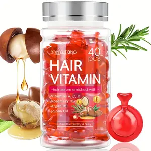 Hair Care Vitamin Capsules 40 Count Castor + Coconut Oil + Jojoba + Vitamins A/C/E Olive Oil Nourishing Repair Hair Carement
