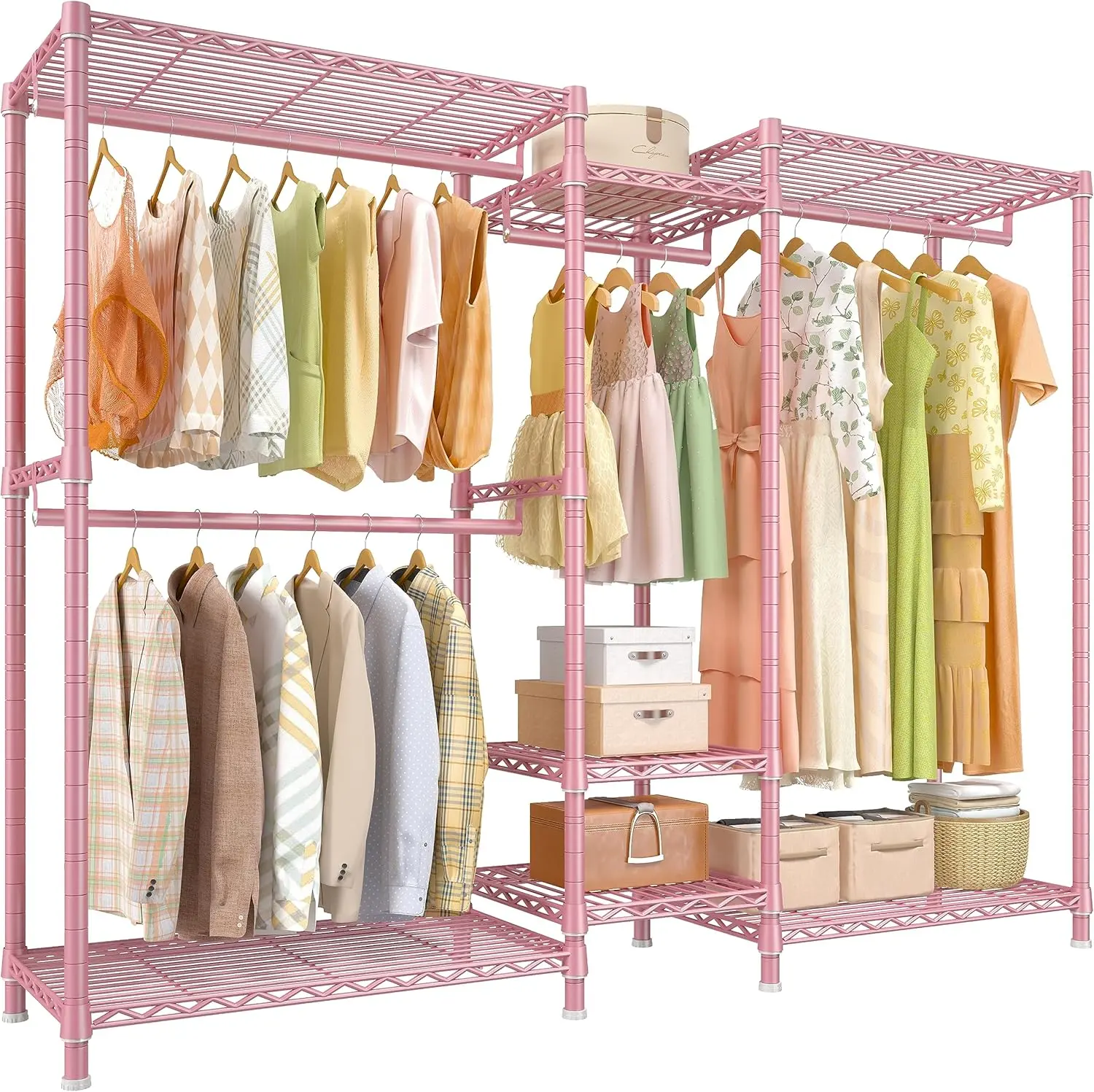 Raybee Clothes Rack, 725 LBS Clothing Rack Adjustable Clothing Racks for Hanging Clothes Metal Wire Garment Racks Portable Closet Wardrobe Sturdy Clothes Rack, 77" H x 70.5" W x 13.8" D [Falldealsforyou]