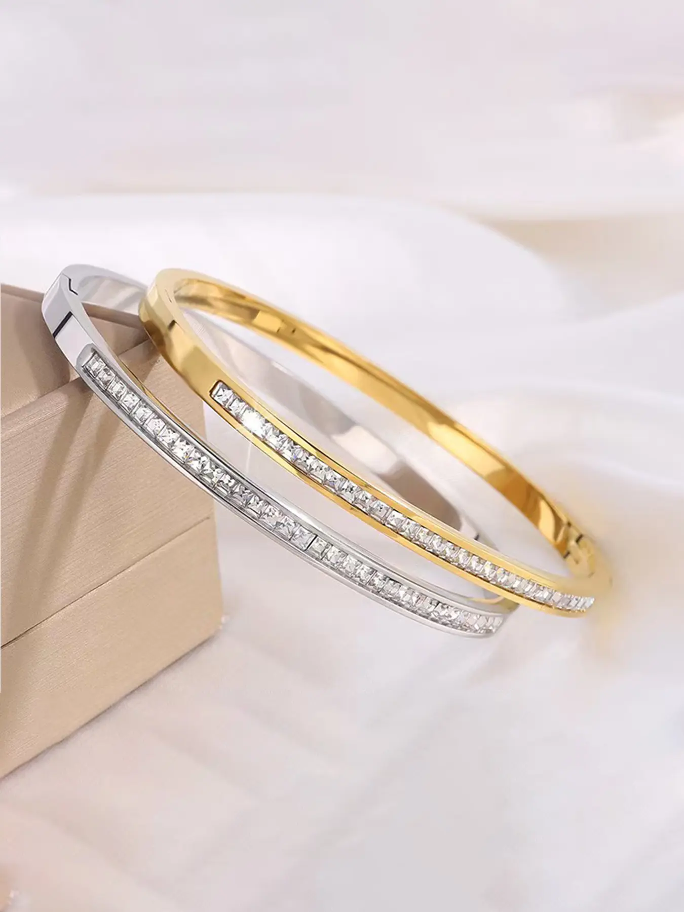 Women's Elegant Bracelet Set, Luxurious Design, Perfect Gift, Fashionable Trendy, Suitable for Daily Wear, Artificial Zircon, Trendy Stack Bangle