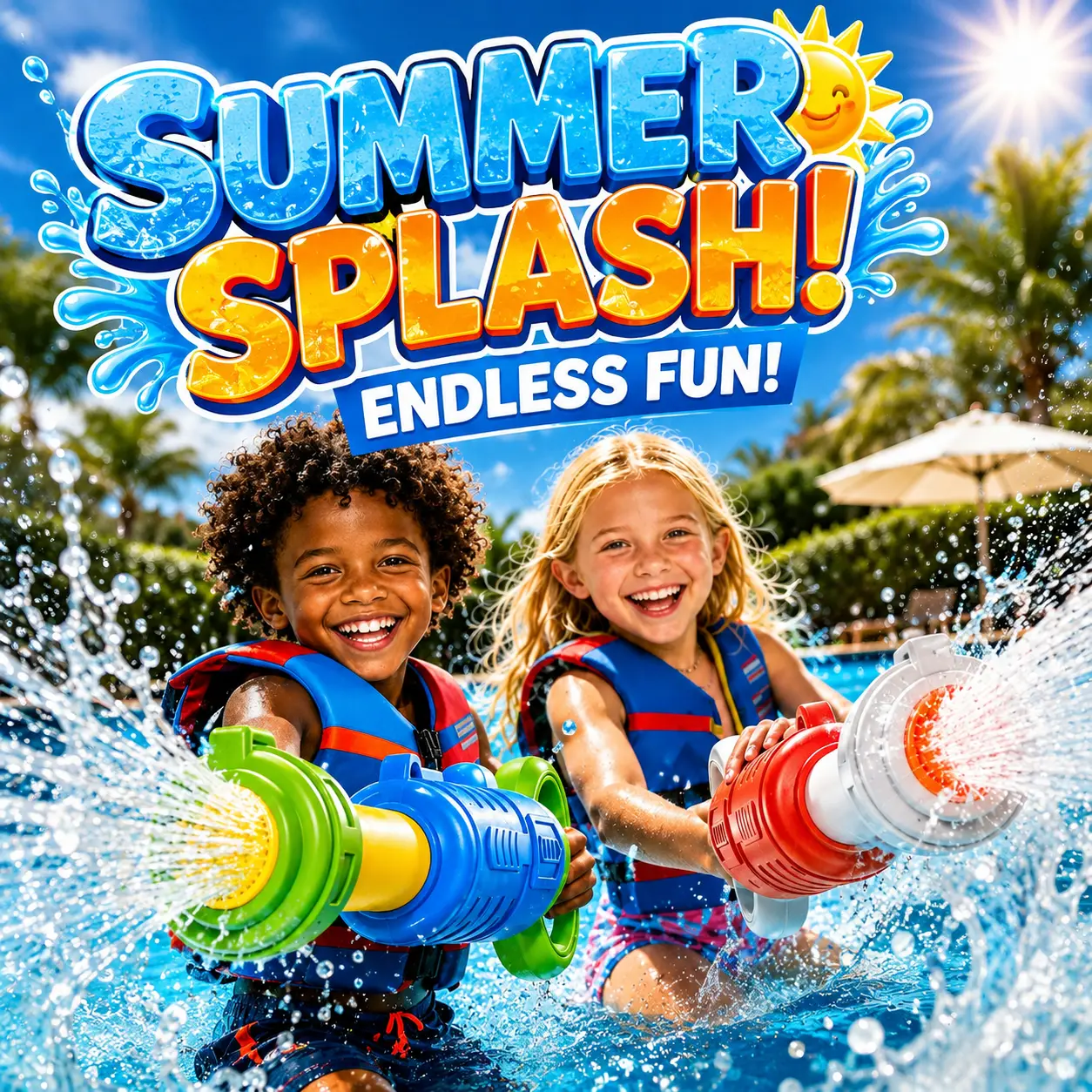 Kids Water Guns Summer Pool Beach Outdoor Fun 2 Pack High Capacity Foam Water Blasters for Boys and Girls Backyard Party Splash Toy Safe Durable Water Sprayer