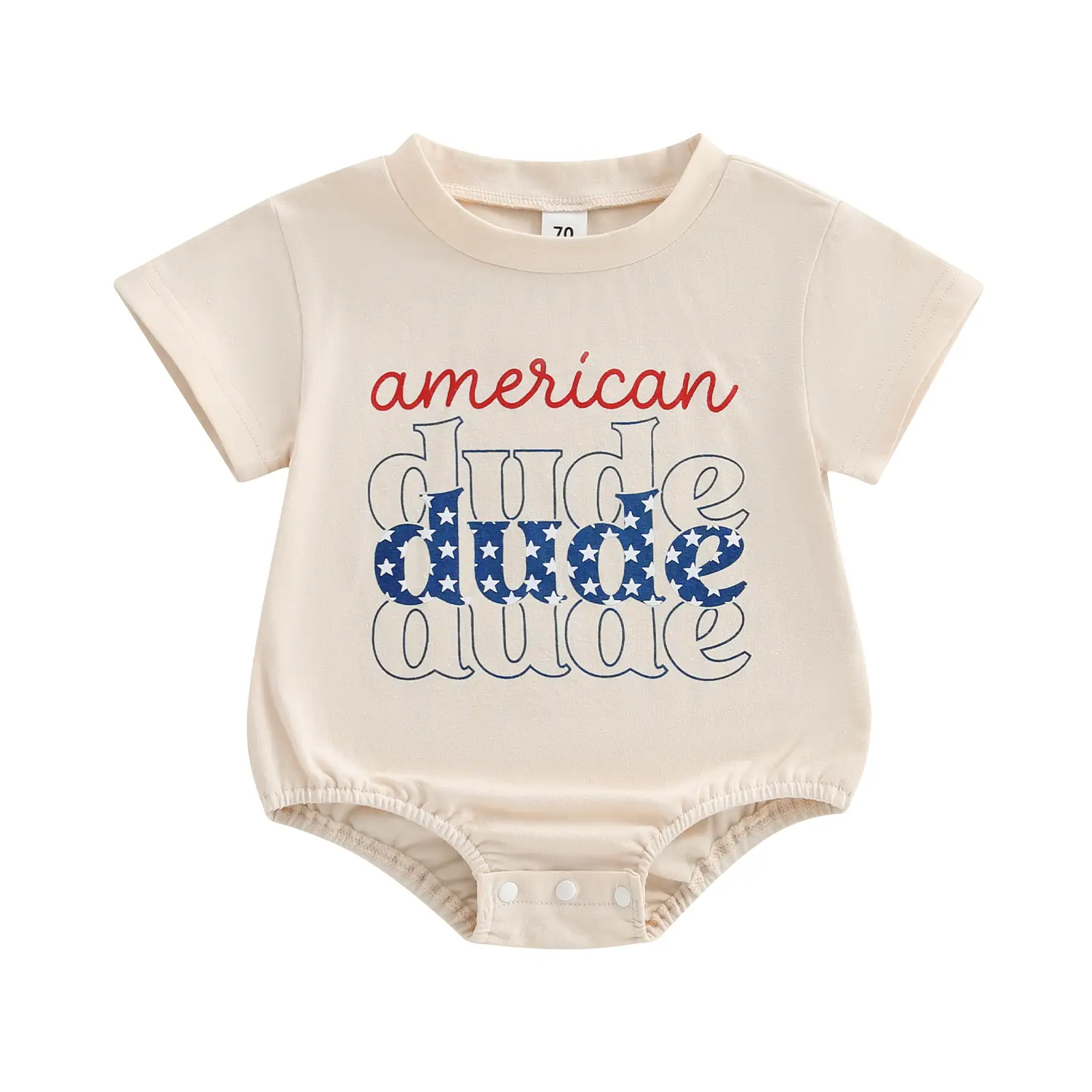 First 4th Of July Baby Boy Outfits Newborn Short Sleeve Crewneck Star Bubble Romper Bodysuit Fourth Of July Clothes