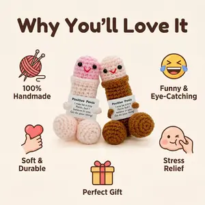 Handmade Crochet Funny Doll | Cute Stress Relief Toy | Novelty Gag Gift Desk Decor Positive Energy
