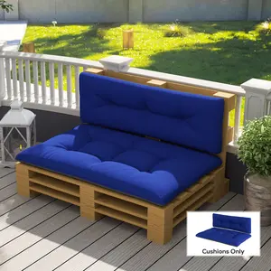 2 Seater Pallet Cushions Outdoor 3.9" Thick Replacement Cushions Tufted Design for Garden Patio Navy Blue All Seasons Comfortable