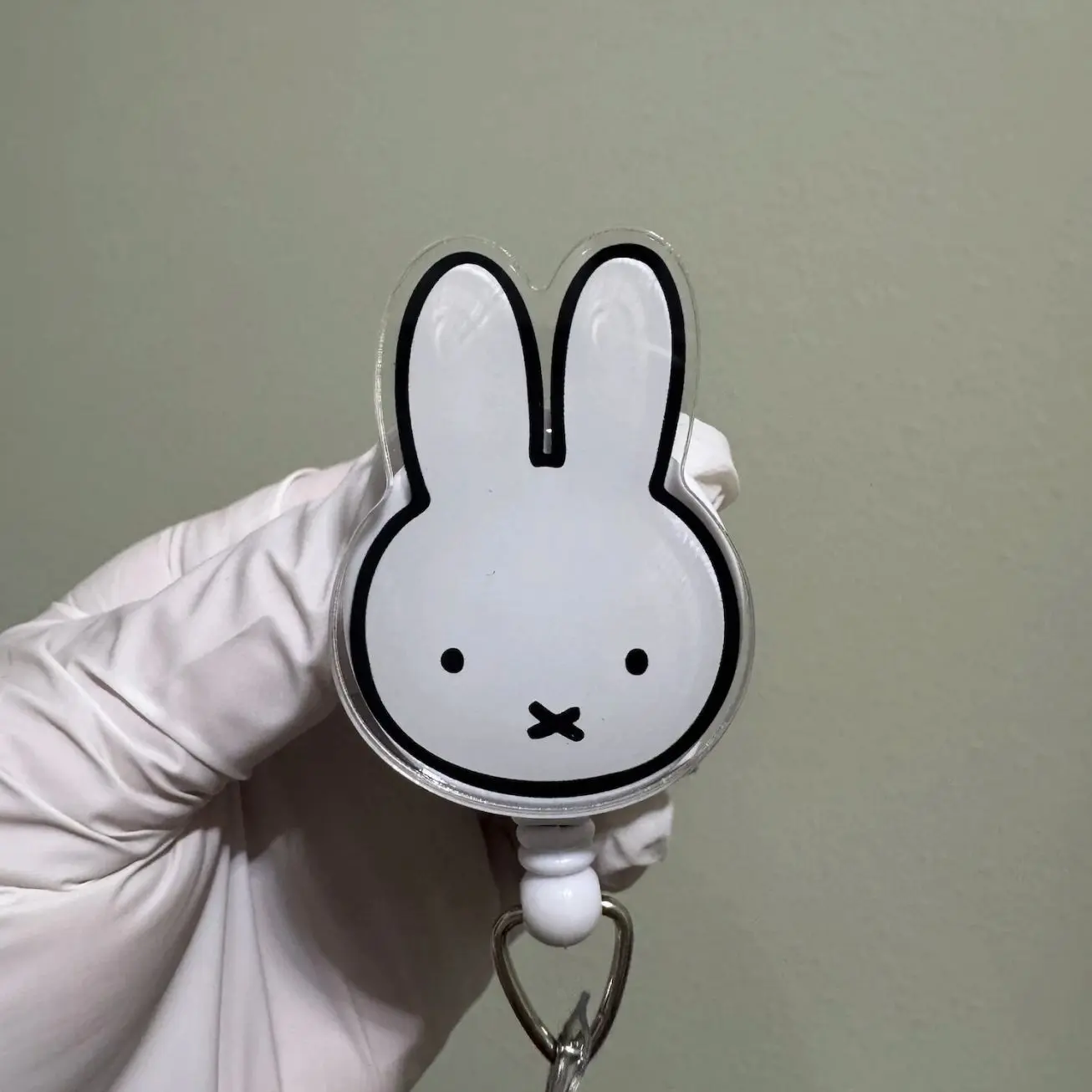 White Rabbit Bunny Animal Badge Reel, ID Holder, Kawaii Retractable, Accessory