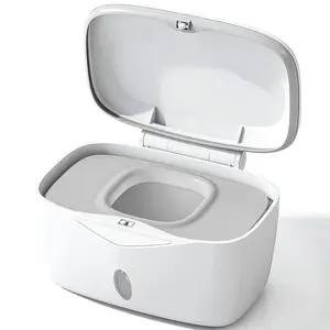 Wipes Dispenser with Weighted Plate,  Perfect Pull Baby Wipe Holder, Refillable Wipe Container, Keeps Wipes Fresh, One-Handed Operation. Non-Slip, Easy Open/Close Wipes Case, Grey