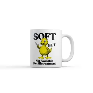 Soft But Not for Mistreatment Mug Funny Sarcastic Duck Graphic Novelty Coffee Cup - 11oz Funny Coffee Mugs Ceramic Printed Drinkware Cup