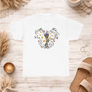 Rapunzel Tower Lost Princess Whimsical Floral Heart T-Shirt Small