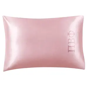 Pi Beta Phi Pink Embroidered Satin Pillowcase