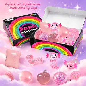 9-Piece Set Novel Sensory Stress Relief Series Squishy Toy Kit, Soft Texture, Slow Rebound, Perfect Party Gift for Unisex