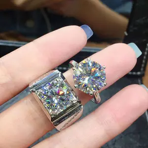 8 Hearts 8 Arrows Plated PT950 Cubic Zirconia Moissanite Simulated Open Ring Set for Couples