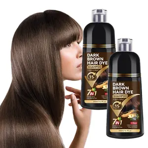 500ml dark brown herbal hair dye shampoo, 7-in-1 herbal extract Gentle, mild and non irritating, hair dye, shampoo and haircare three in one, 15 minute hair dye, family outfit, making hair look healthy, shiny and Glossy, suitable for both men and women