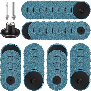 2 Inch Quick Change Flap Disc, 40/60/ 80/120 Grit Roll Lock Flap Sanding Disc with 1/4" Shank Pad Holder, Zirconia Alumina Flap Disc Surface Conditioning Disc for Die Grinding Machine