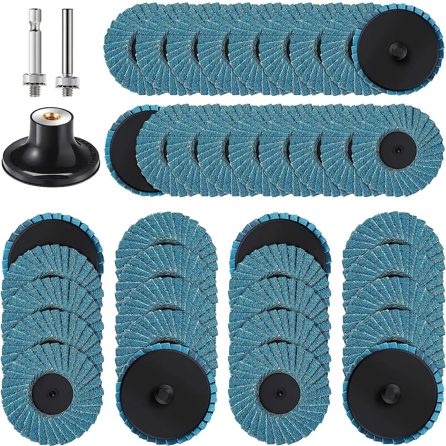 2 Inch Quick Change Flap Disc, 40/60/ 80/120 Grit Roll Lock Flap Sanding Disc with 1/4" Shank Pad Holder, Zirconia Alumina Flap Disc Surface Condition