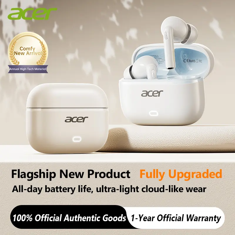 Acer OHR657In-Ear Wireless Headphones Anc Active Noise Reduction Bluetooth 6.0 Stable Connection High-Definition Calls Long Battery Life Comfortable to Wear Compatible with Mobile Phones, Tablets, and Laptops tws in-ear