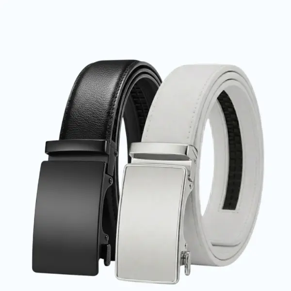 Men's Leather Ratchet Belt for Men Dress Casual Every Day with Adjustable Buckle, Trim to Fit.(2pack)