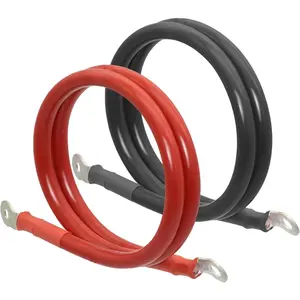 4 AWG Copper-clad Aluminum Inverter/Automotive Battery Cables Wire with 5/16" Lugs Set for RV Car Motorcycle 4 Jumper Cables Positive and negetive 4 Gauge Battery Wire- 2FT
