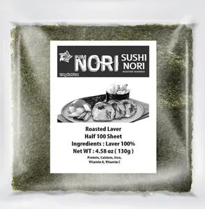Kimnori 100pk Half-Cut Sushi Nori – Pre-Cut for Musubi & Hand Rolls – Premium Roasted Crispy Seaweed (130g)